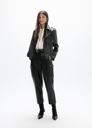 Blouson biker simili-cuir, dét negro