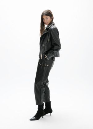 Blouson biker simili-cuir, dét negro
