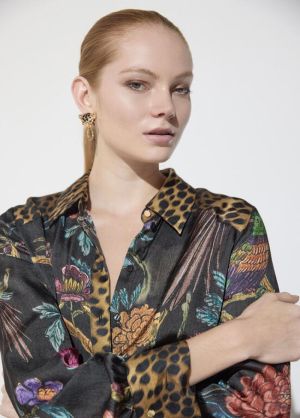 Chemise regular, animal print  MarronMulticolo