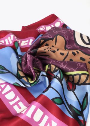 Foulard tigre ailé 90×90 cm rojo azul