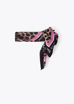 Foulard M animal print 55×55 c Negro-Rosa