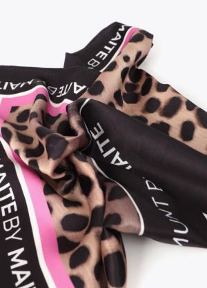 Foulard M animal print 55×55 c Negro-Rosa