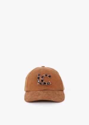 Casquette tissu, LC cristaux marron