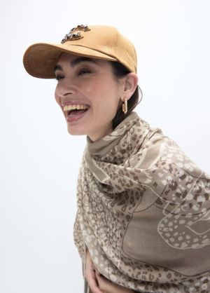 Casquette tissu, LC cristaux marron