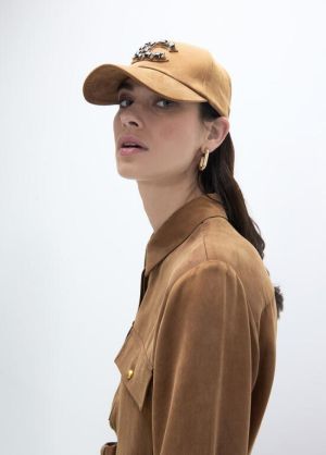 Casquette tissu, LC cristaux marron