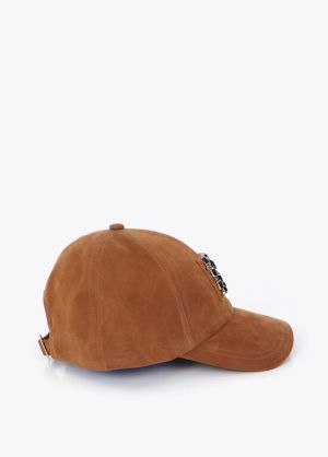 Casquette tissu, LC cristaux marron