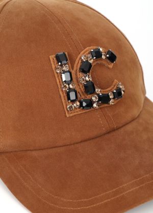 Casquette tissu, LC cristaux marron