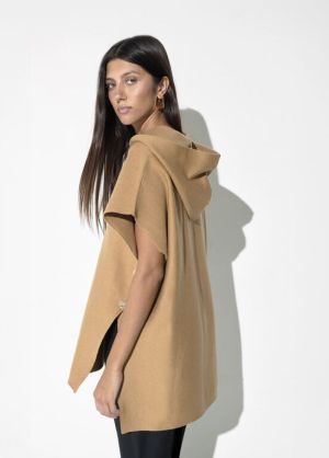 Cape en maille camel CAMEL