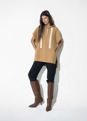 Cape en maille camel CAMEL