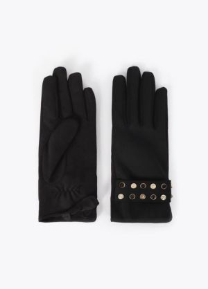 Gants effet cuir, bracelet à c NEGRO