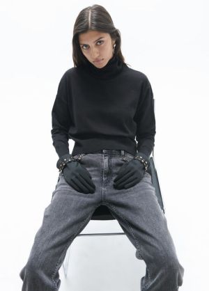 Gants effet cuir, bracelet à c NEGRO