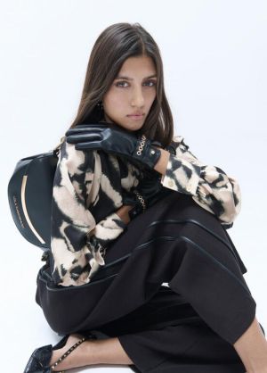 Gants effet cuir, bracelet à c NEGRO