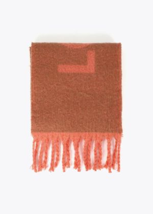 Écharpe réversible avec logo Marron-Naranja