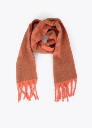 Écharpe réversible avec logo Marron-Naranja