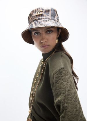 Bob animal print + simili-cuir Marron-Marron
