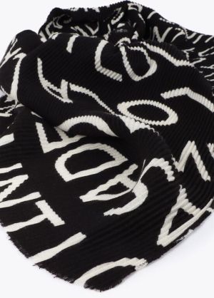 Foulard plissé avec logo NEGRO GRIS