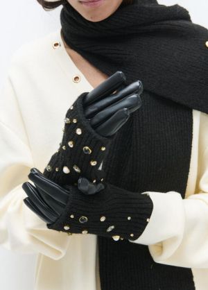 Gants maille, perles et crista NEGRO