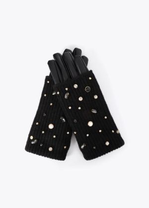 Gants maille, perles et crista NEGRO