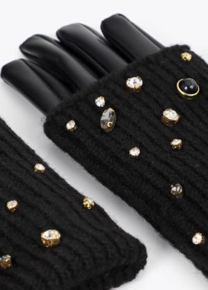 Gants maille, perles et crista NEGRO