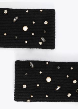 Gants maille, perles et crista NEGRO
