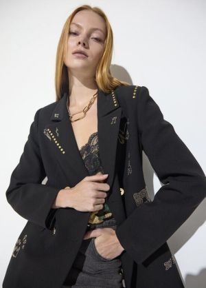 Blazer orné de rangées et imag NEGRO
