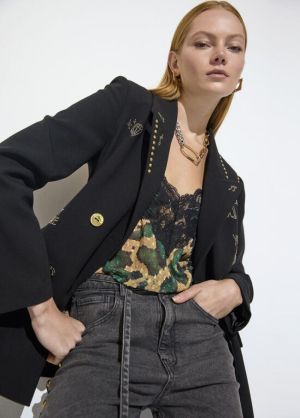 Blazer orné de rangées et imag NEGRO