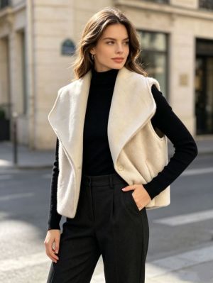 gilet grand taille sans manch. beige