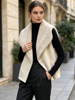 gilet grand taille sans manch. beige