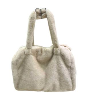grand cabas en fausse forrure beige